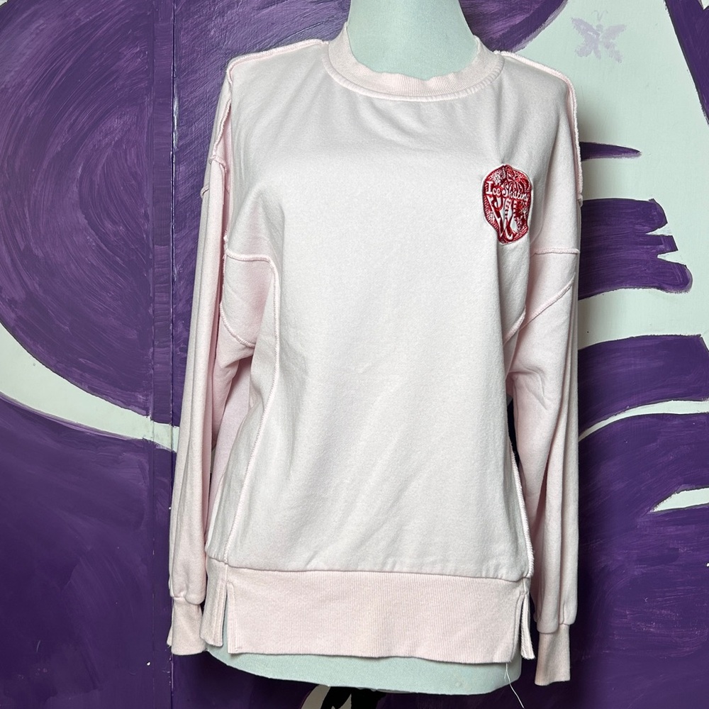 Light Pink Crewneck‎ Sweatshirt with Red Chest Graphic size M. Preowned